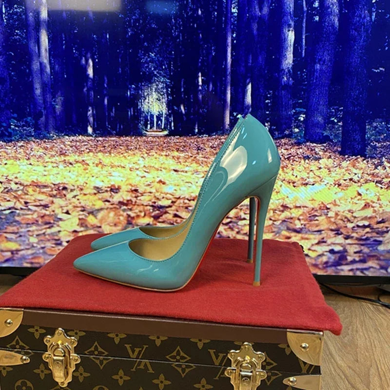 Pointed Patent Leather Slim High Heel Pumps for Women