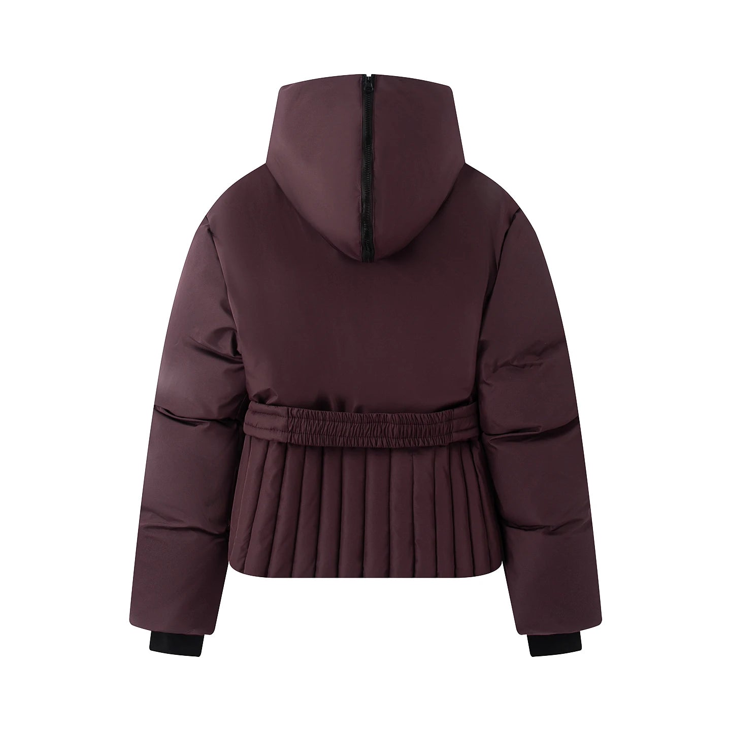 Thick Padded Windproof Burgundy Hooded Winter Parka Jacket For Women