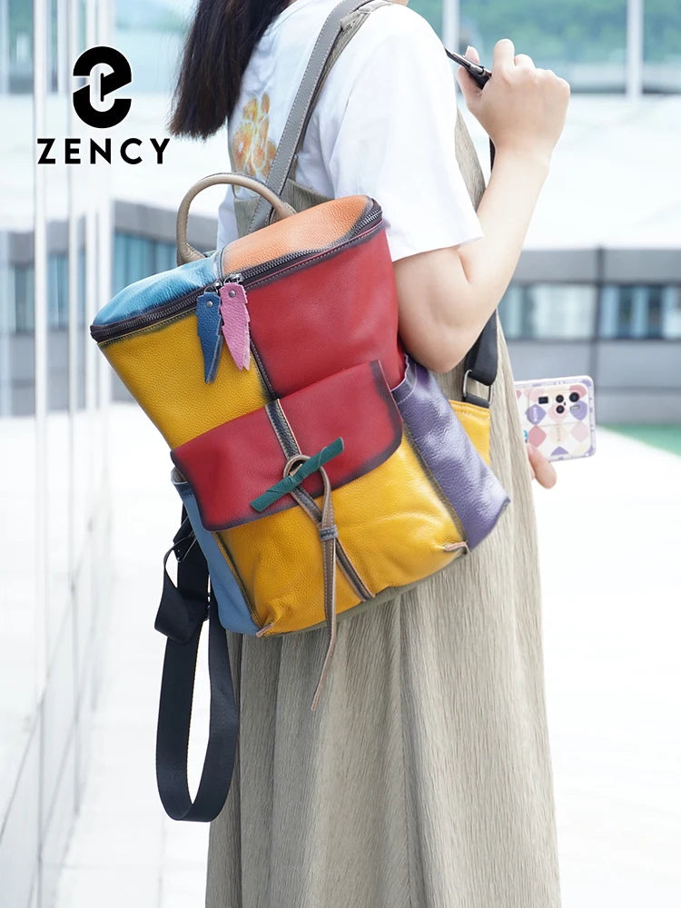 Large Capacity Soft Cow Leather Backpack for Women