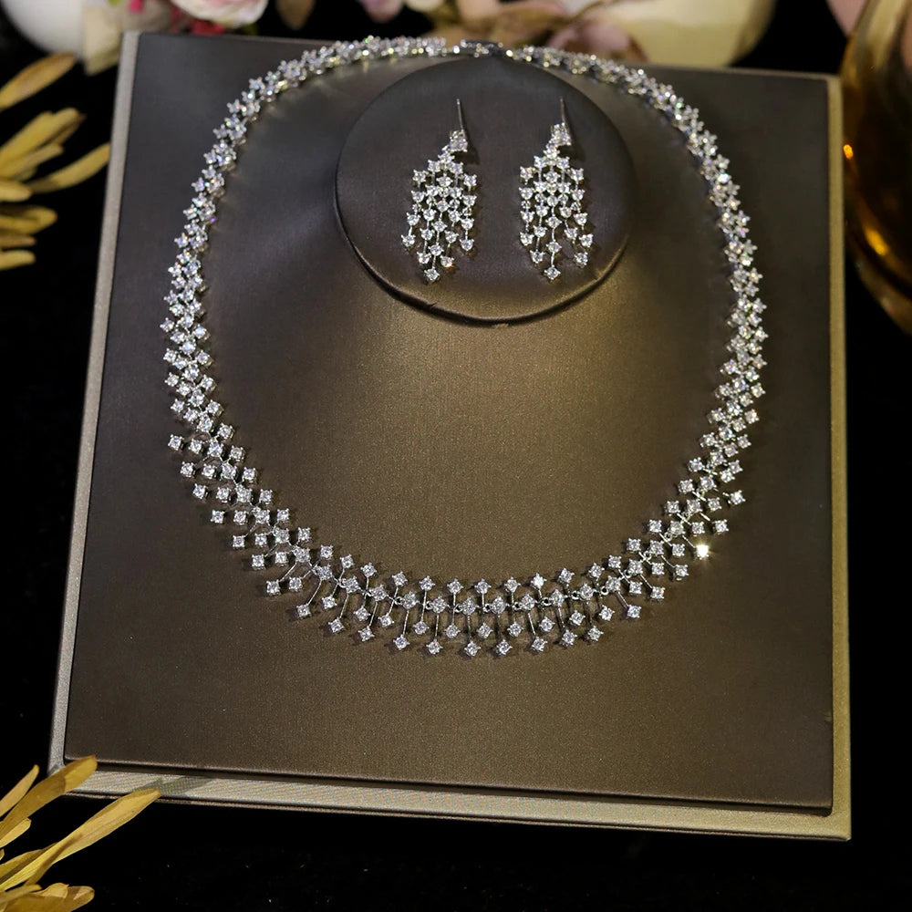 Elegant Water Drop Crystal Jewelry Set With Choker For Women