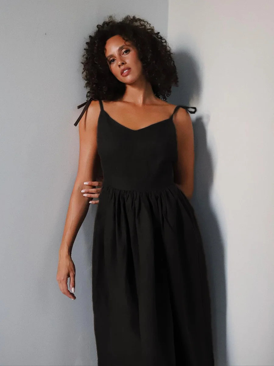 Elegant Vintage Backless Relaxed Fit Summer Dress for Women