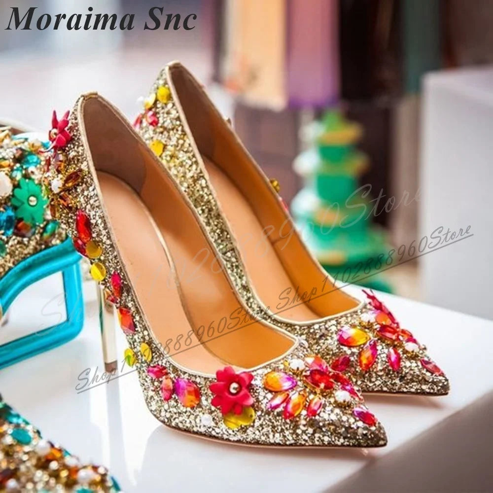 Slip On Sparkling Crystal Thin High Heel Pumps for Women