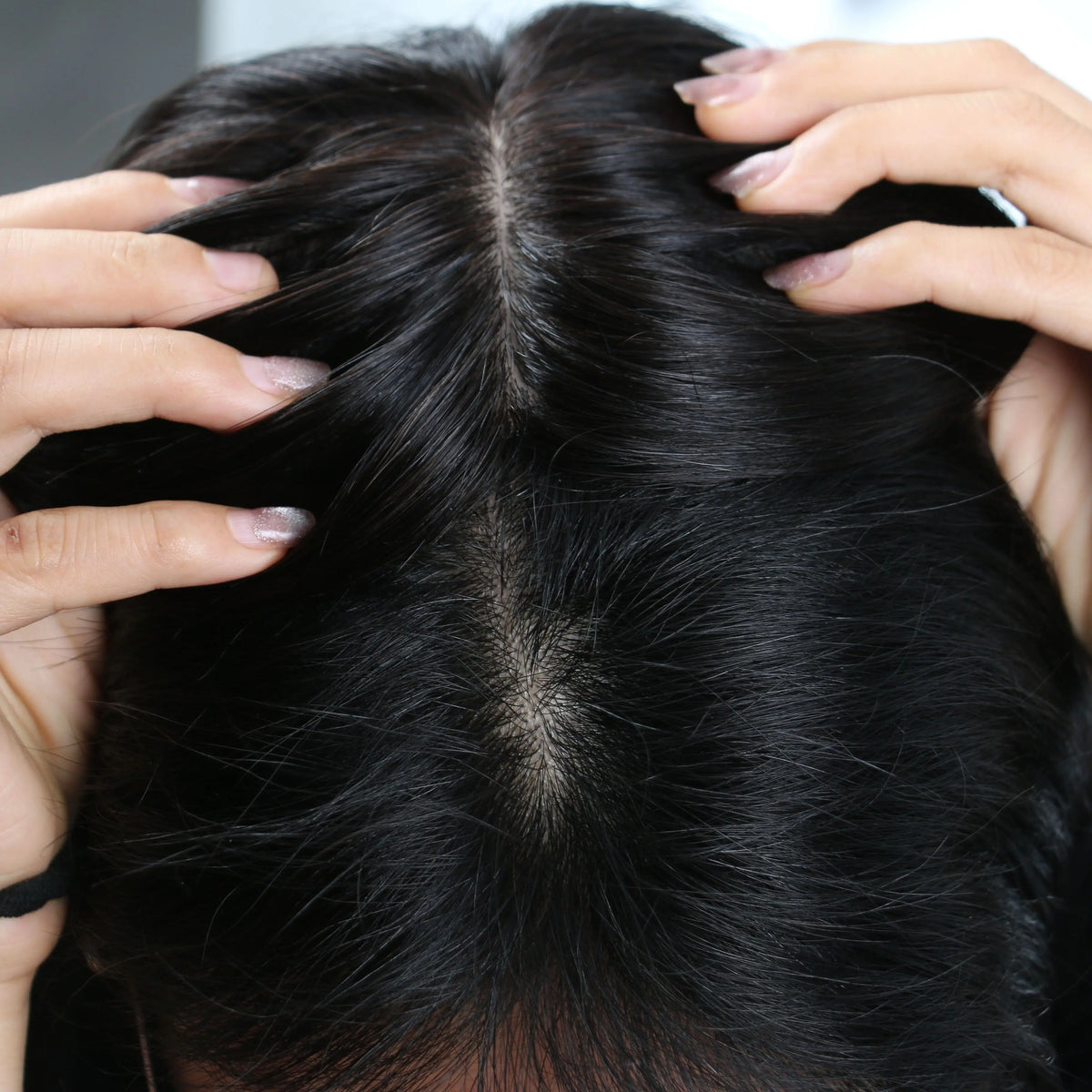 Natural Hairline Straight Layered Silk Top Wig For Women