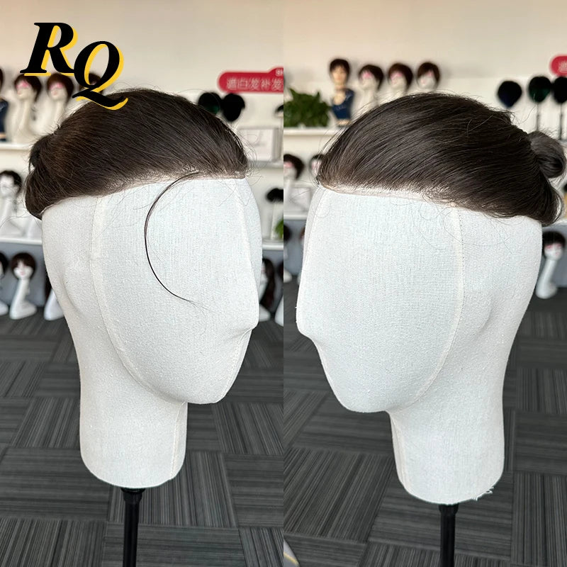 Pre Styled Human Hair Toupee For Men With Thin Skin Base