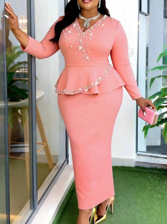 Elegant Long Sleeve Plus Size Dashiki Dress for Women
