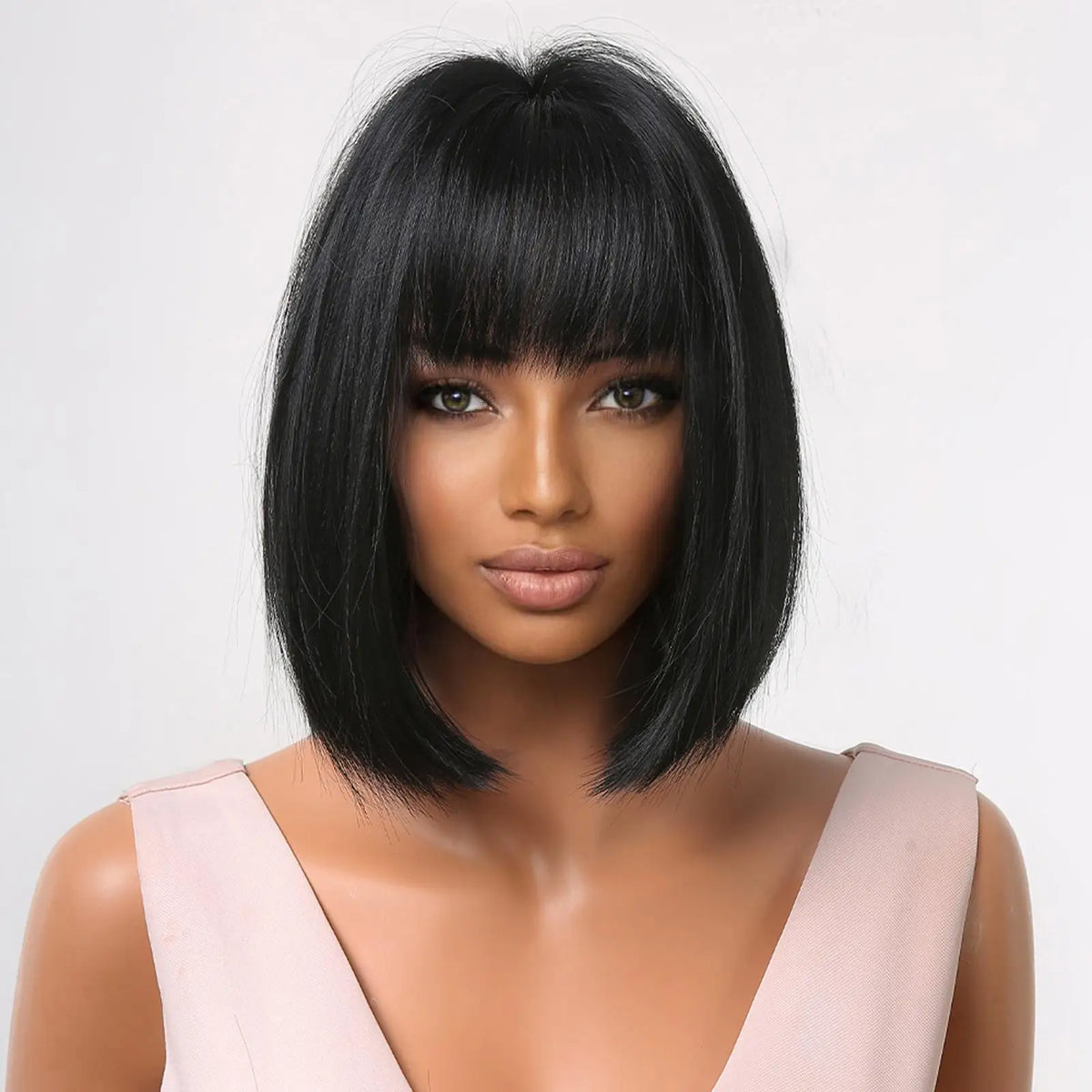 Short Black Halloween Bob Cosplay Wig With Bangs for Women