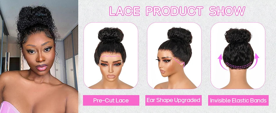 Glueless Deep Curly 360 Lace Front Human Hair Wig for Women