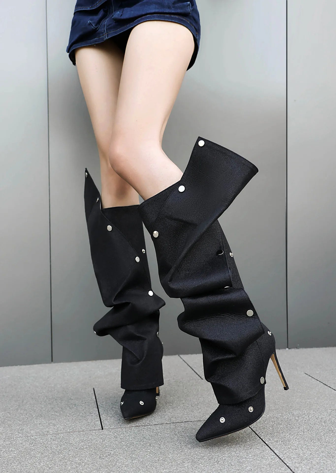 Pointed Toe Stiletto Zipper Ankle Boots