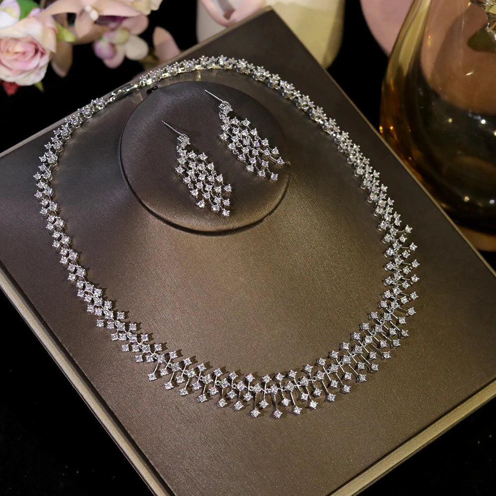 Elegant Water Drop Crystal Jewelry Set With Choker For Women