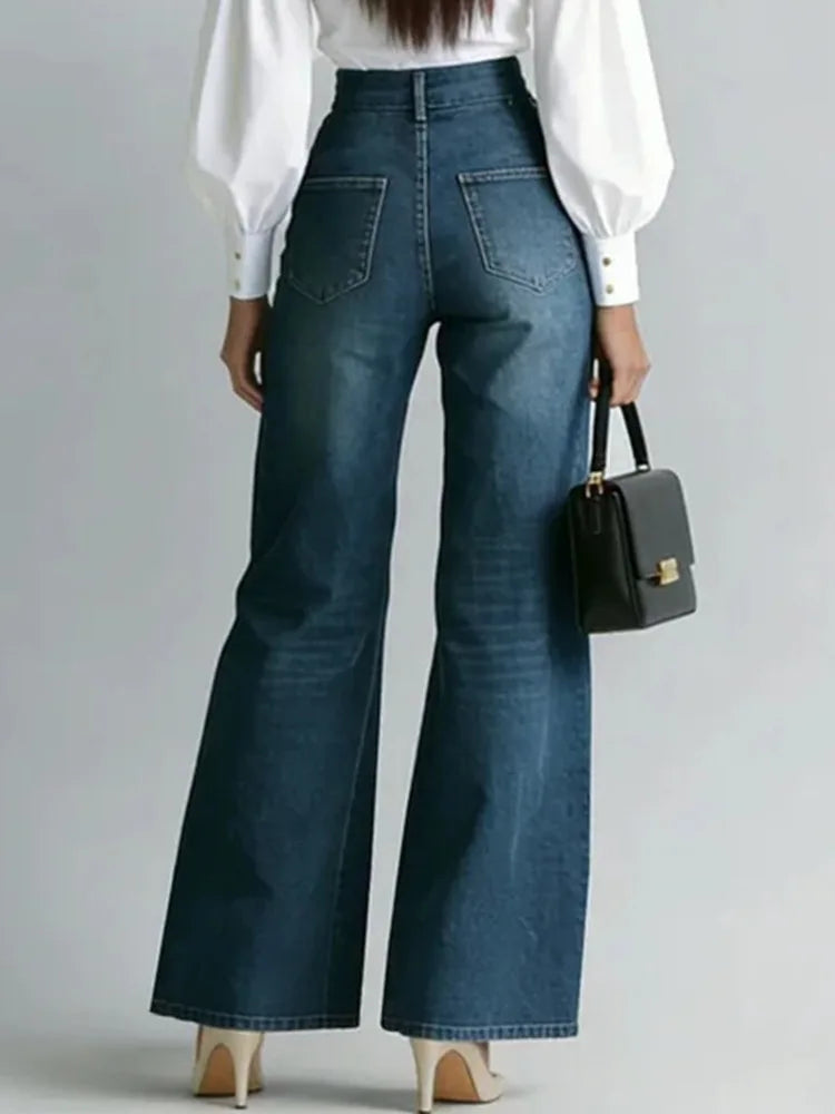 High Waist Split Hem Wide Leg Jeans