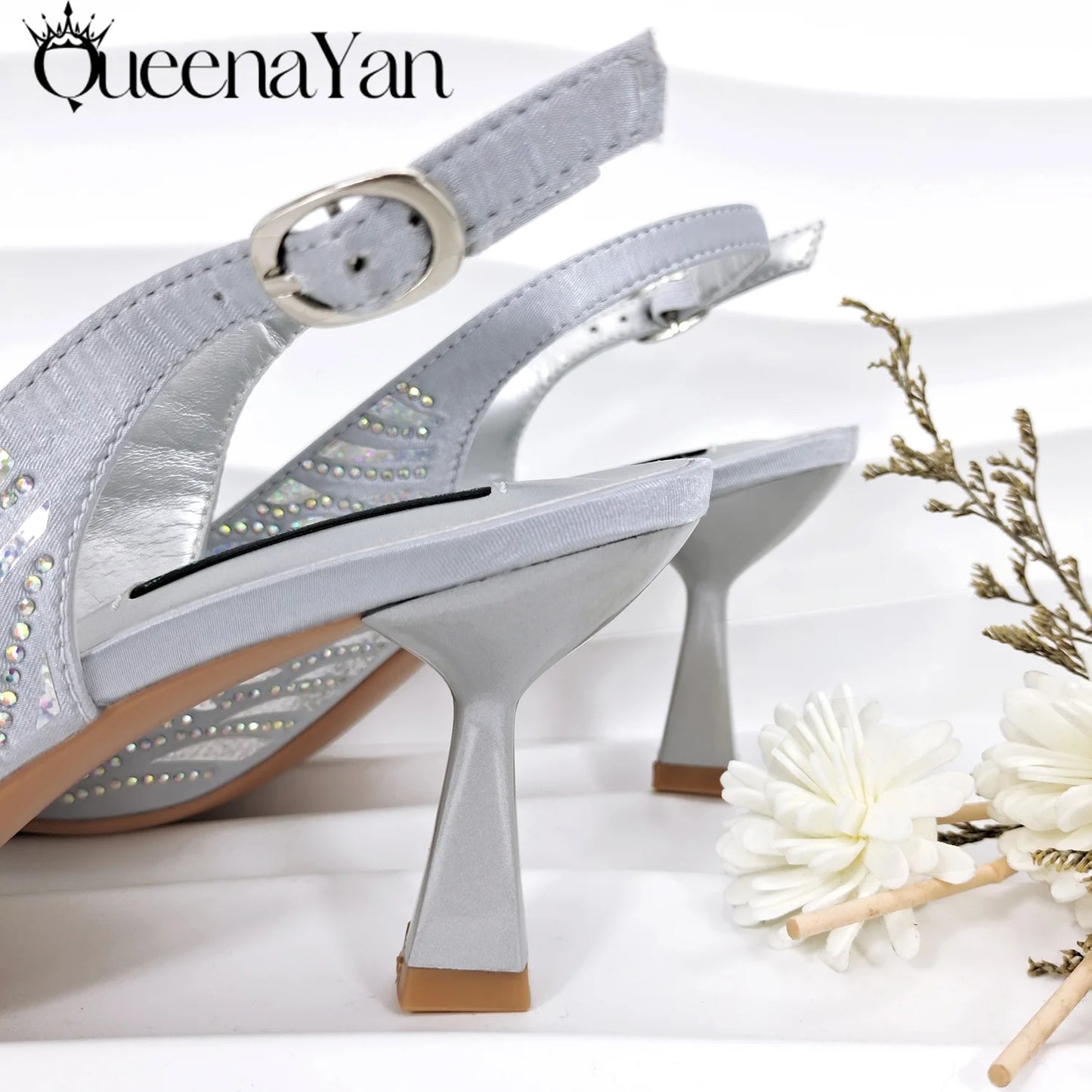 Queena Yan Italian Design Party Shoes African Fashion Ladies Small Clutches With Stiletto Shoes OL Heels