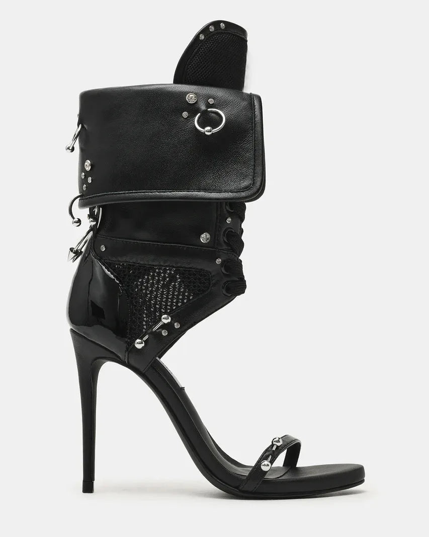 Open Toe Mesh Stiletto Ankle Boots