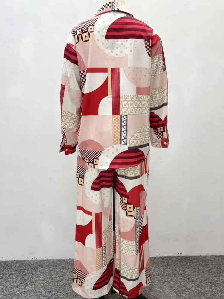 Dashiki Print Matching Top and Pants Set for Women