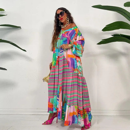 Boho Pleat Swing Maxi Dress