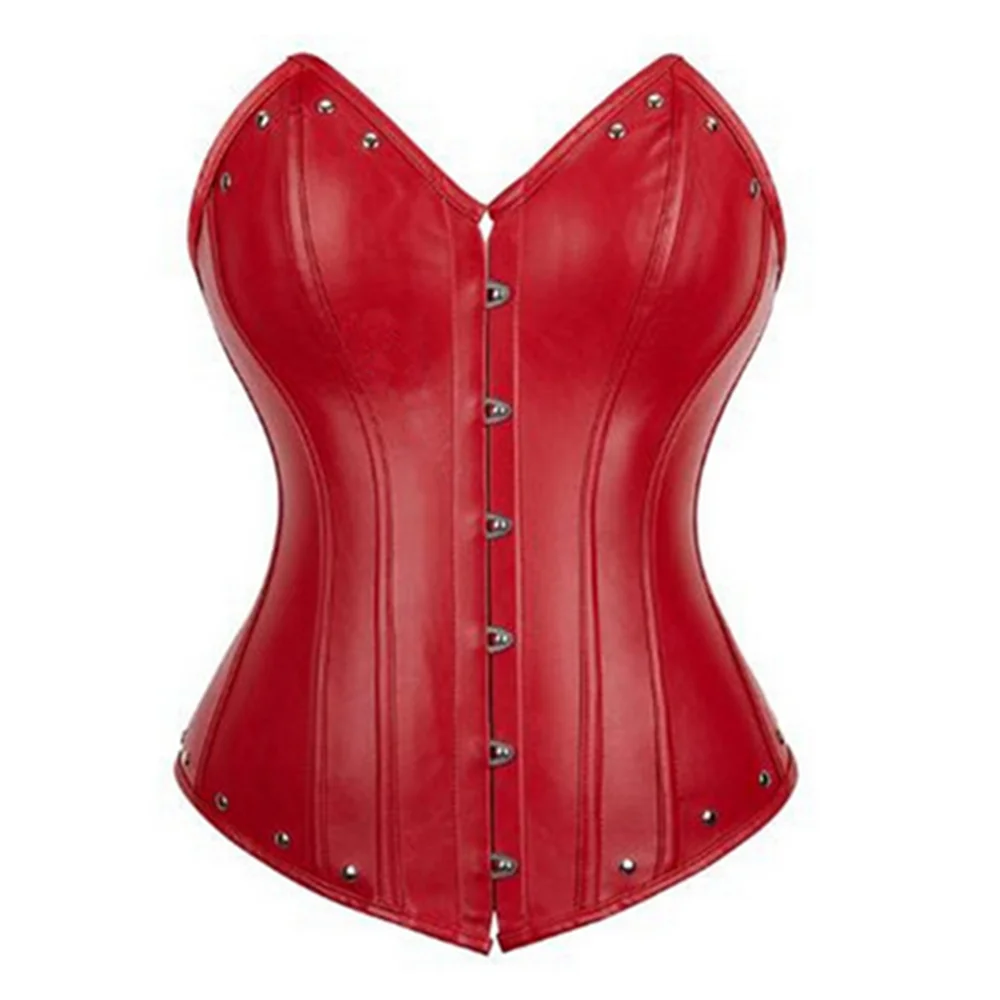 Steampunk Faux Leather Overbust Corset With Zipper for Women