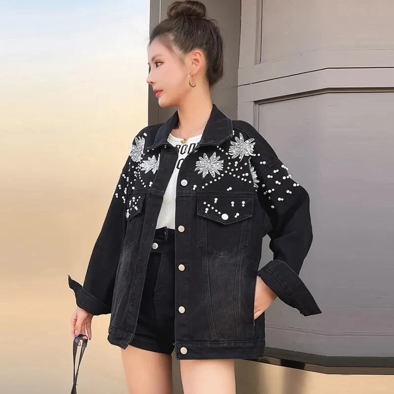 Y2K Beaded Denim Jacket