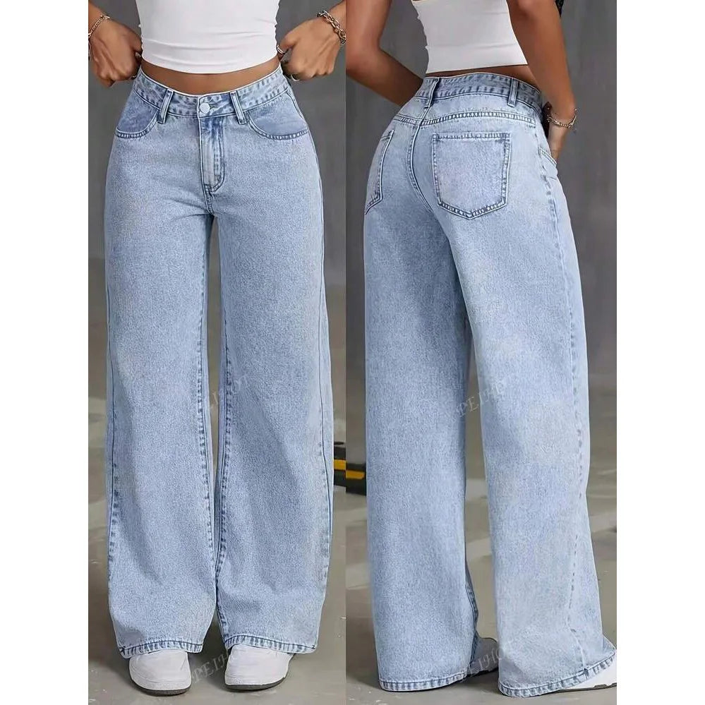 Distressed High Waist Wide Leg Jeans