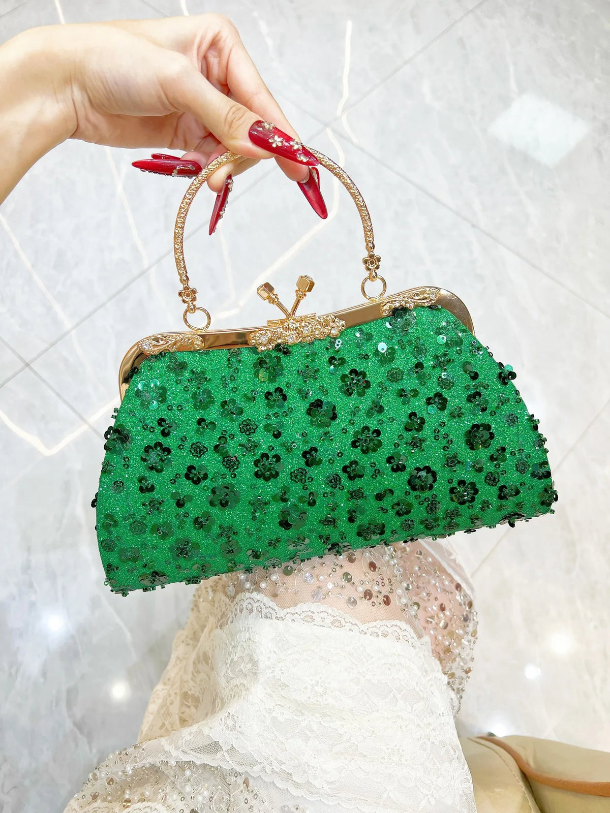 New Dinner Handbag Sequined Diamond Dinner Party Women's Handbag Luxury Brand Fashion Trend Women's Shoulder Crossbody Bag