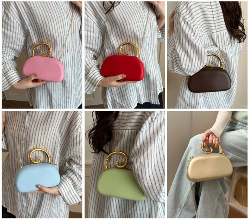 Sequined Irregular Handle Evening Clutch