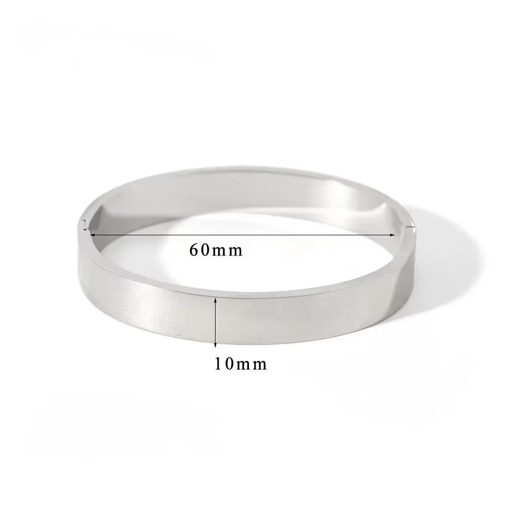 Waterproof Oval Stainless Steel Bangle Bracelet for Women