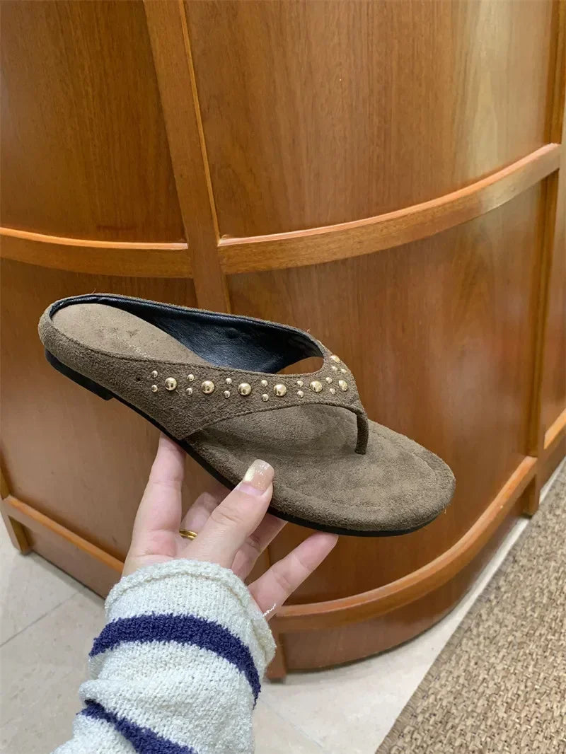 Vintage Rivet Toe Slip On Shoe