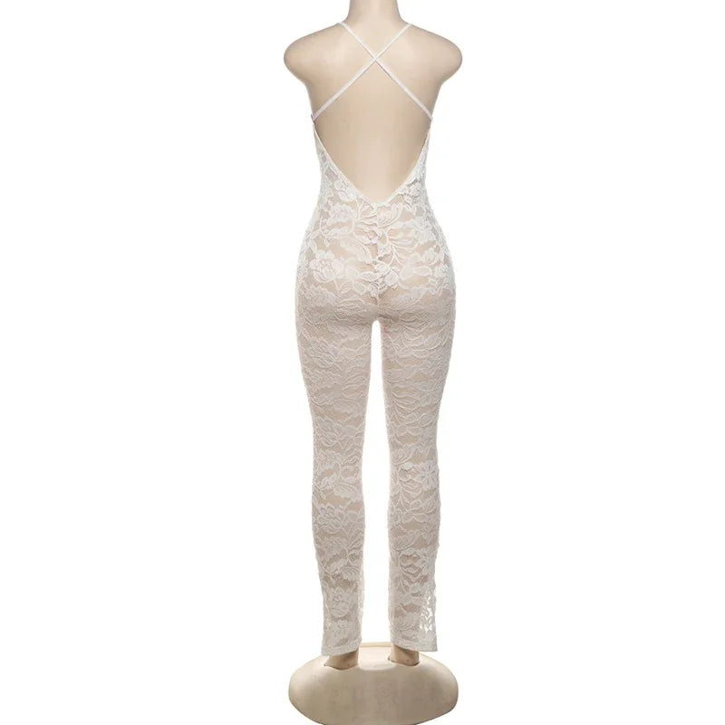 Cross Backless V-Neck Sleeveless Jumpsuit for Women