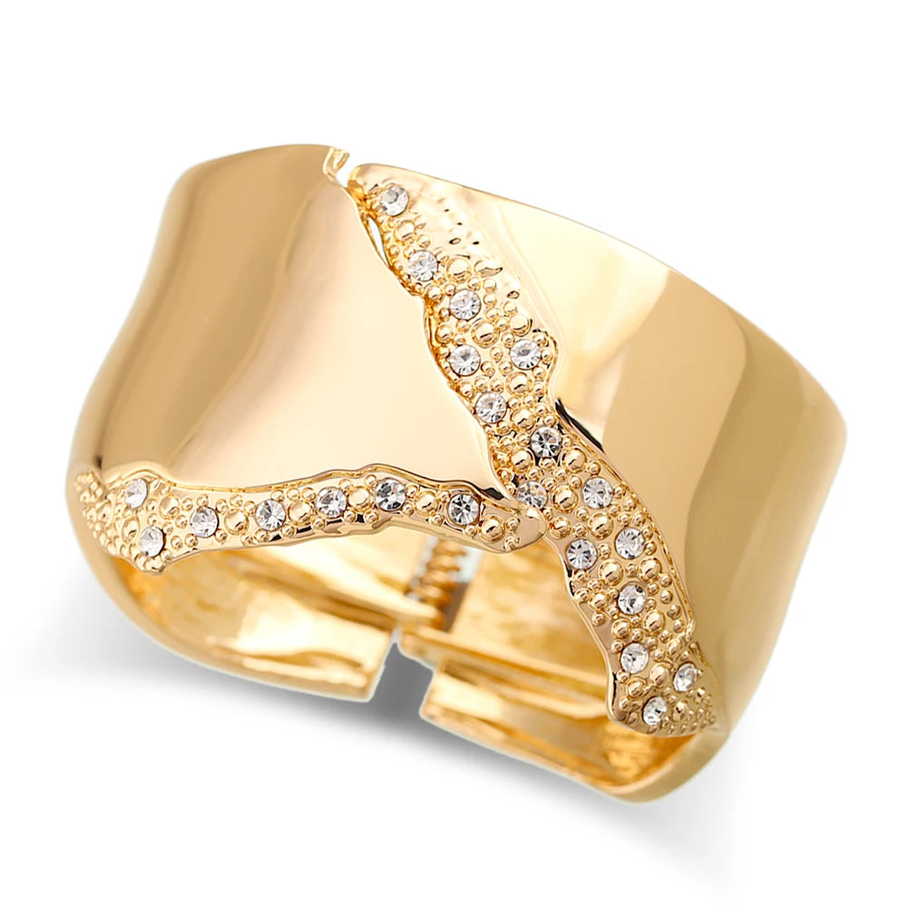 Minimalist Irregular Rhinestone Cuff Bracelet for Women