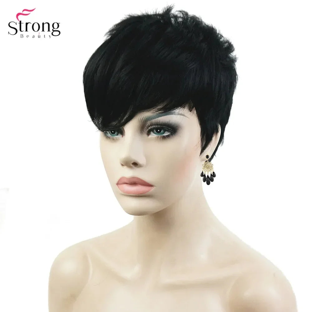 Capless Red Short Pixie Cut Natural Synthetic Wig For Women