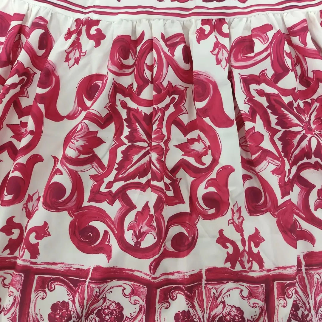Printed Strapless Crop Top and Maxi Skirt Set for Women