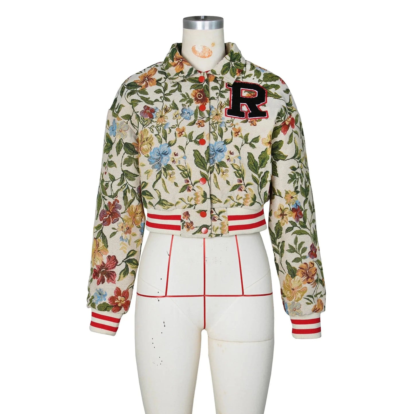 Streetwear Floral Print Short Jacket Sexy Women Turn Down Collar Elegant High Street Club Coat Outerwear