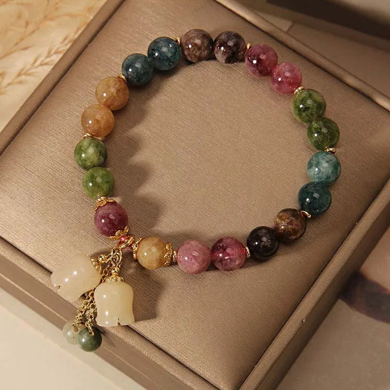 Beaded Orchid Pendant Bracelet