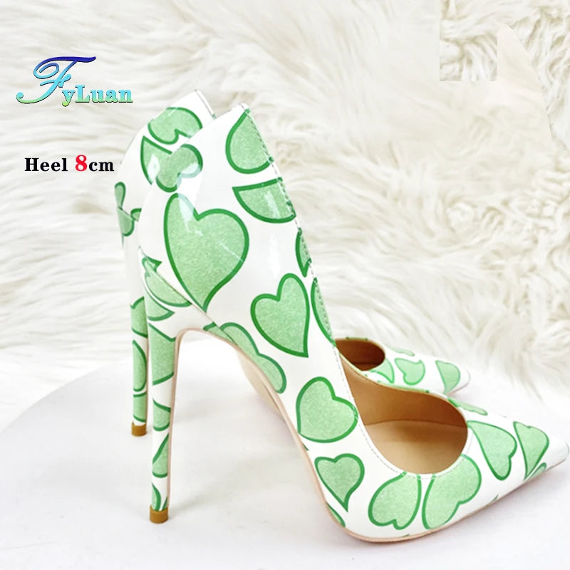 Green Patent Leather Pointed Toe High Heel Pumps for Women