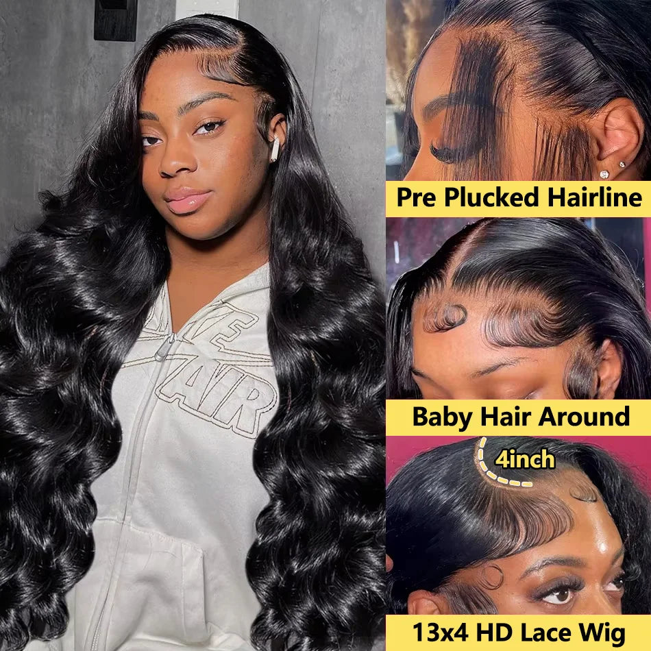 Pre Plucked Body Wave Human Hair Lace Front Wig for Women