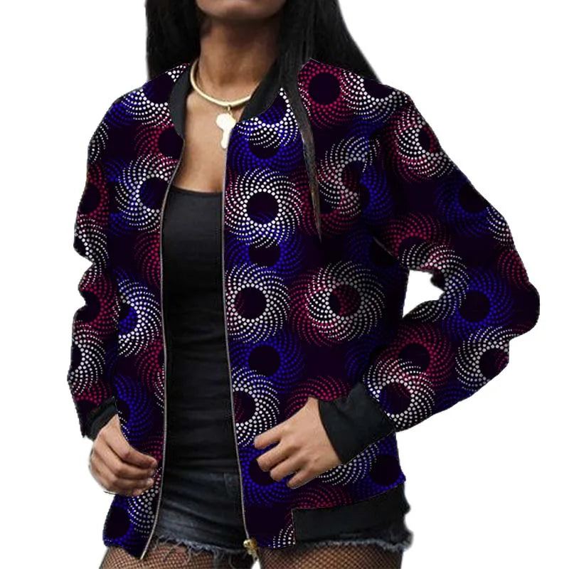 Stylish Elastic Waist African Print Jacket for Women