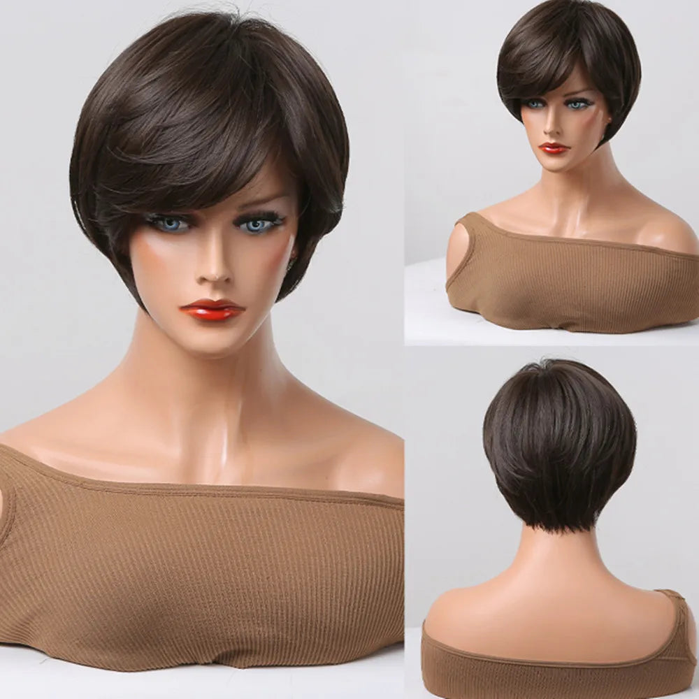 Natural Black Heat Resistant Pixie Cut Wig for Women