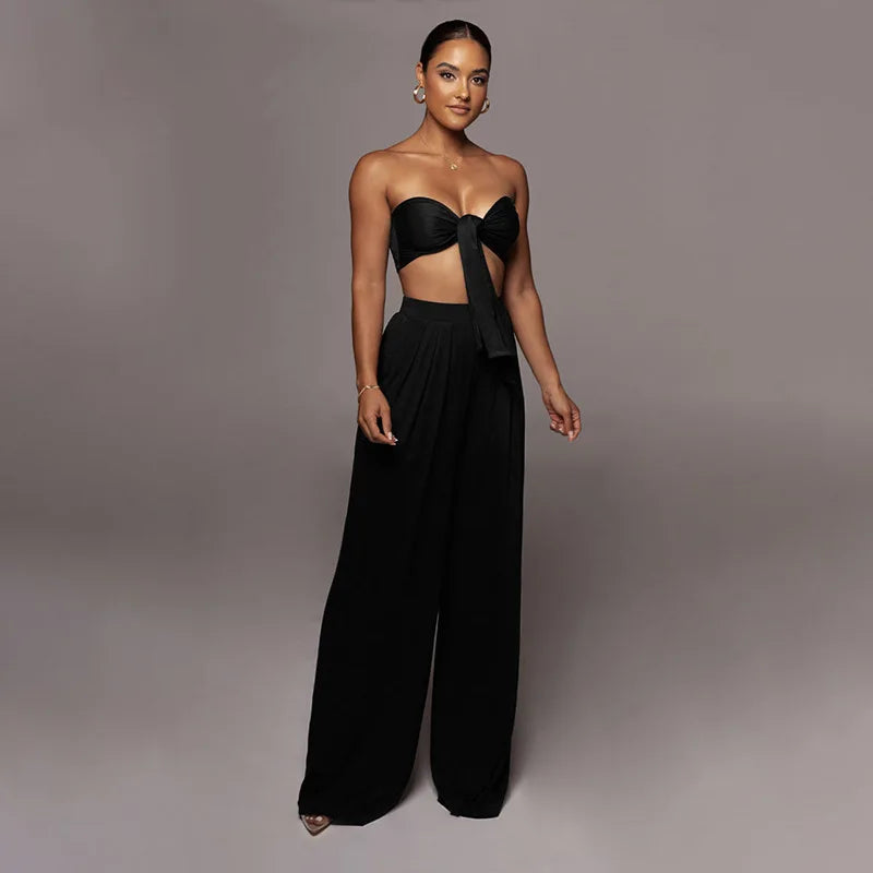 Elegant Solid Color Casual Two Piece Set for Women