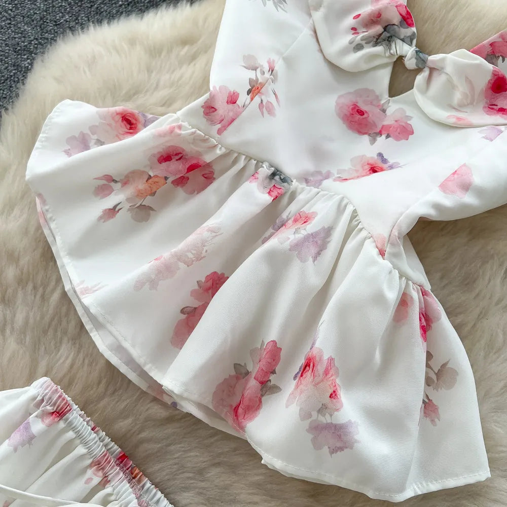 Floral Sling Top And A-Line Skirt Set