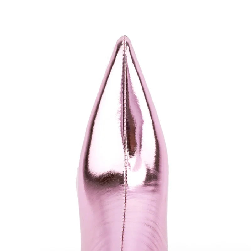 Glam Shiny Back Zipper Over The Knee Boots for Women