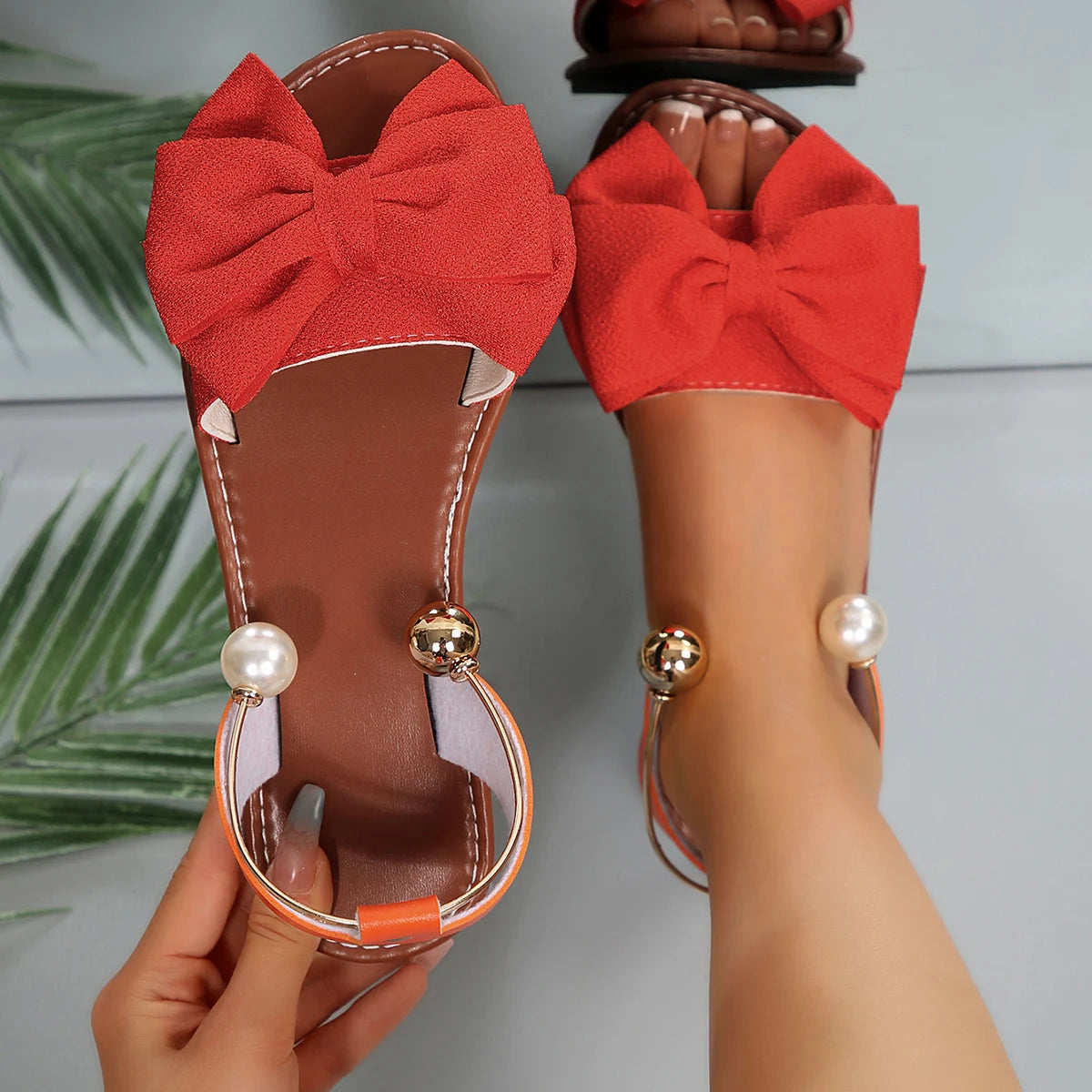 Lightweight Casual Beach Bow Tie Flat Sandals for Women