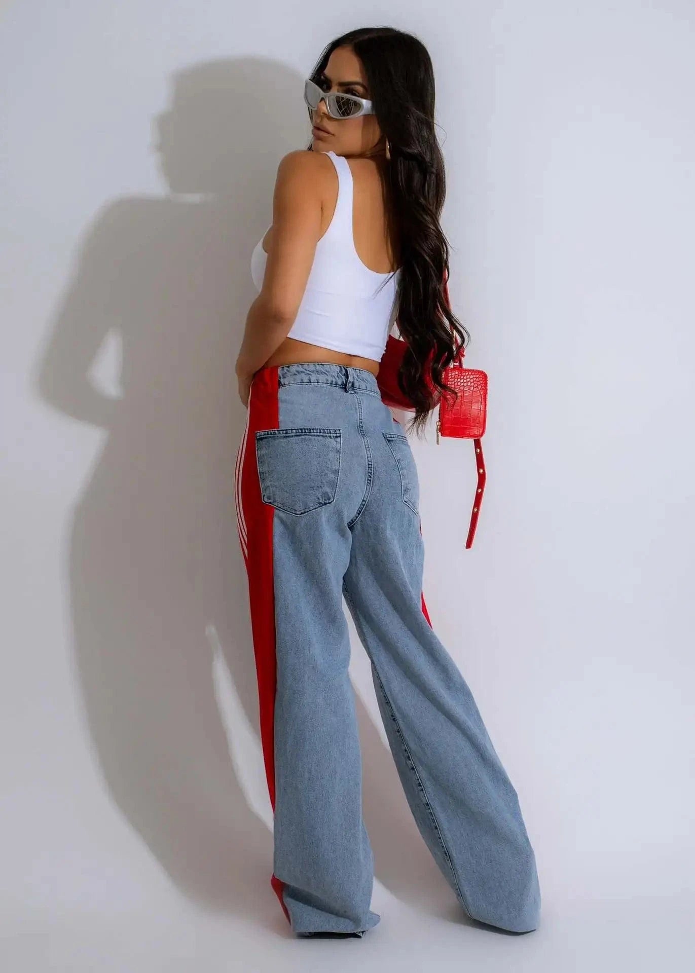Wide Leg Jeans Cargo Pants Sexy Women High Waist Elegant Streetwear Denim Casual Straight Trousers