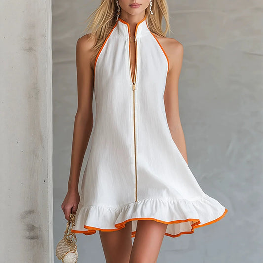 Striped Sleeveless Ruffle Dress