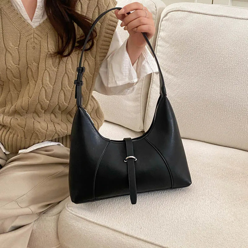 Solid Color Faux Leather Hobo Shoulder Bag for Women