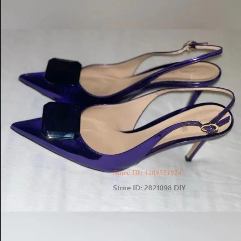 Crystal Embellished Diamond Slingback Pumps for Women