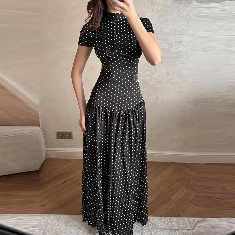 Elegant Hollow Out Lace Up Ankle Length Dress for Women