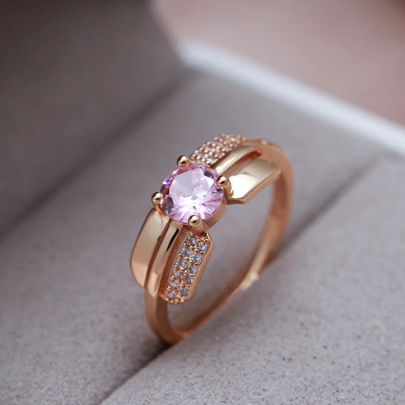 Pink Princess Cut Zircon Ring
