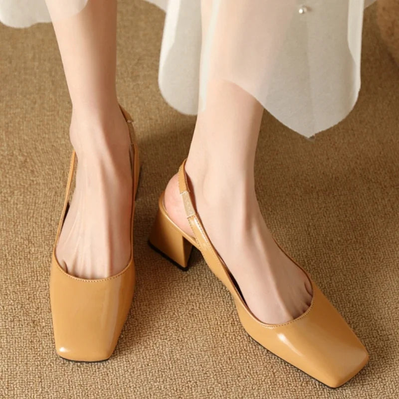 Elegant Bright Green Patent Leather Slingback Pumps for Women