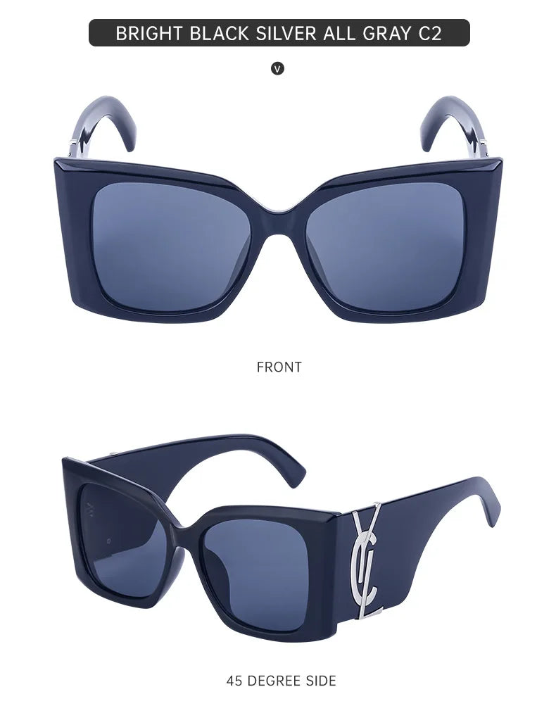 Retro Gold Gradient Square Frame Sunglasses for Women