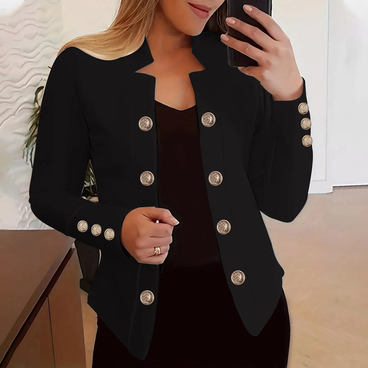 Lightweight Cropped Hooded Office Jacket for Women