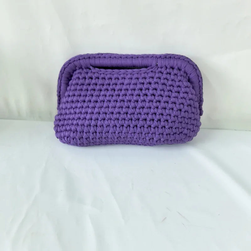 Fashion High-end Clutch Bag Hand-crocheted Clip Bag Simple Versatile Chain Cloud Bag New Leisure Travel Women's Underarm Bag