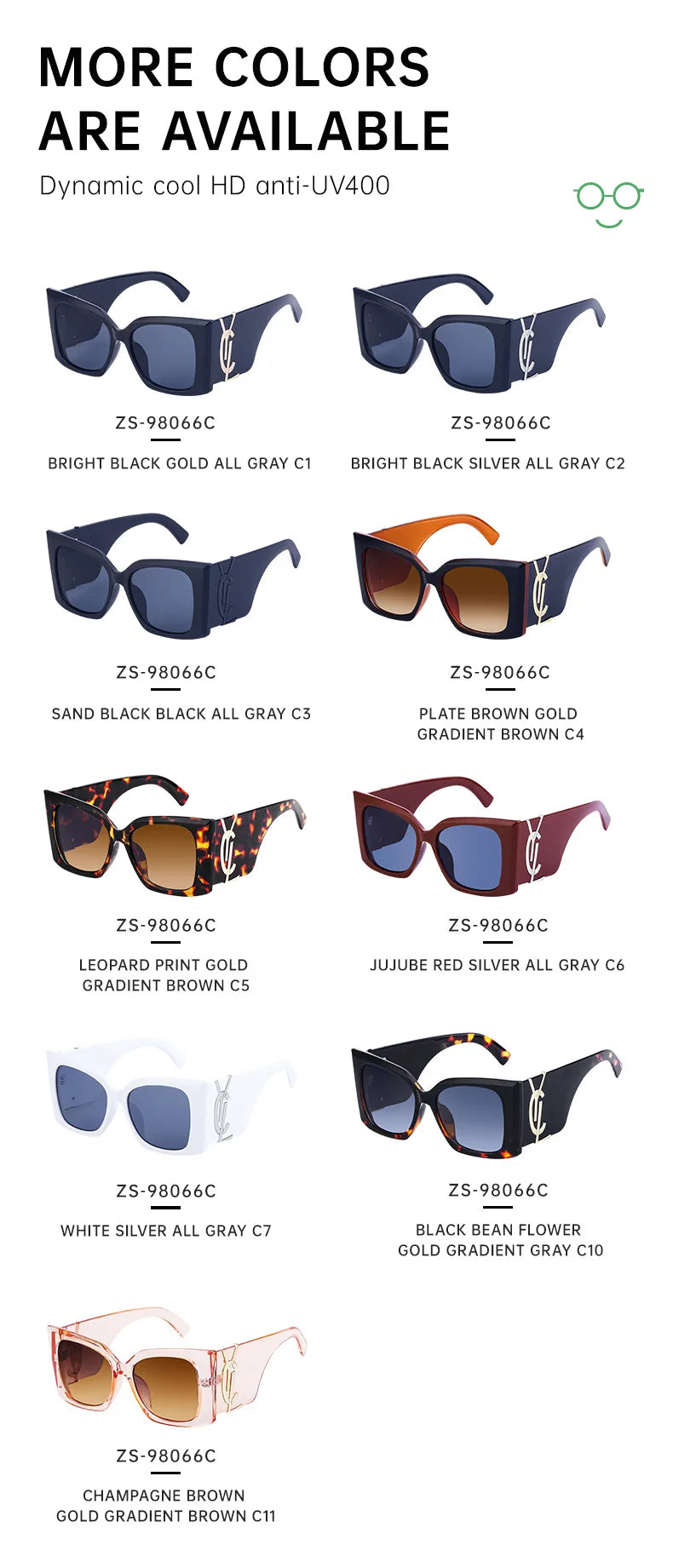 Retro Gold Gradient Square Frame Sunglasses for Women